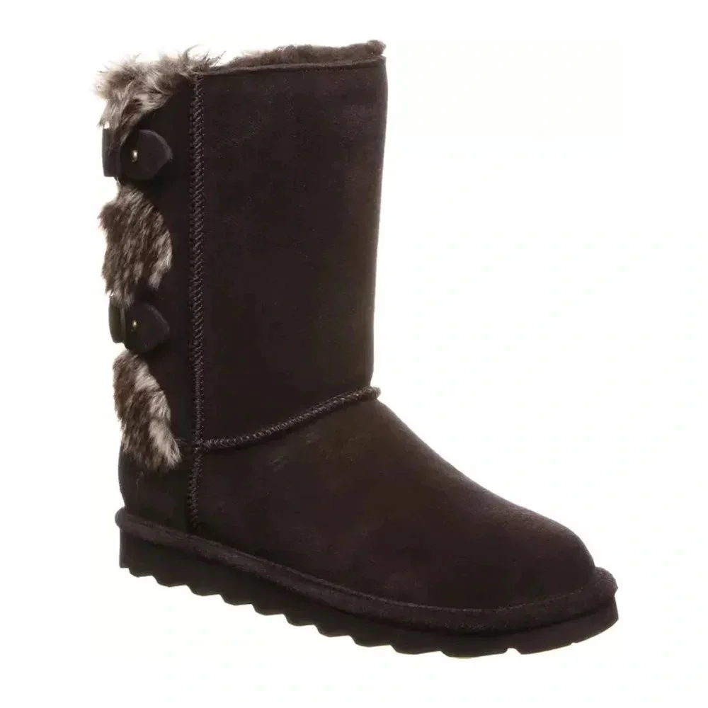 BEARPAW Women's Size 7 Eloise Boots Chocolate Brown NWT Snow Wool Lining
